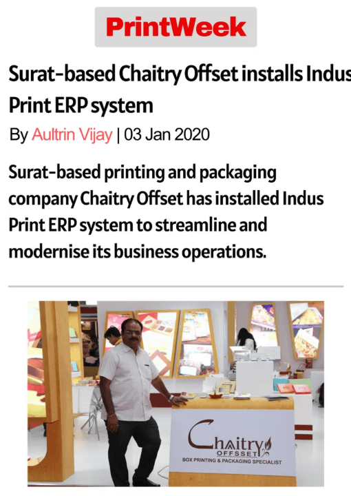 Surat-based Chaitry Offset installs Indus Print ERP system