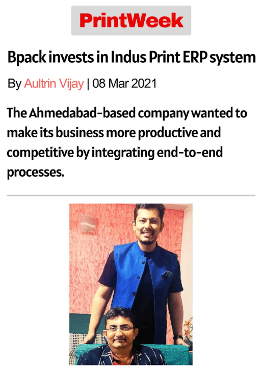 Bpack invests in Indus Print ERP system